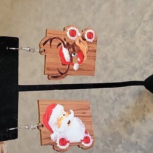 #F Wooden Holiday Earrings 2 pair